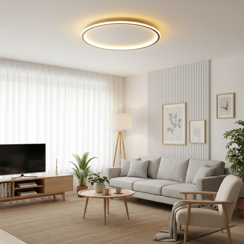 LED Attic Lamp – Nordic design, round, black or white for living room or bedroom