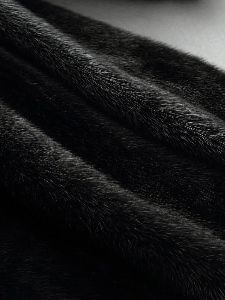 Dame Lang Faux Fur Frakke med Pelsforet Hætte