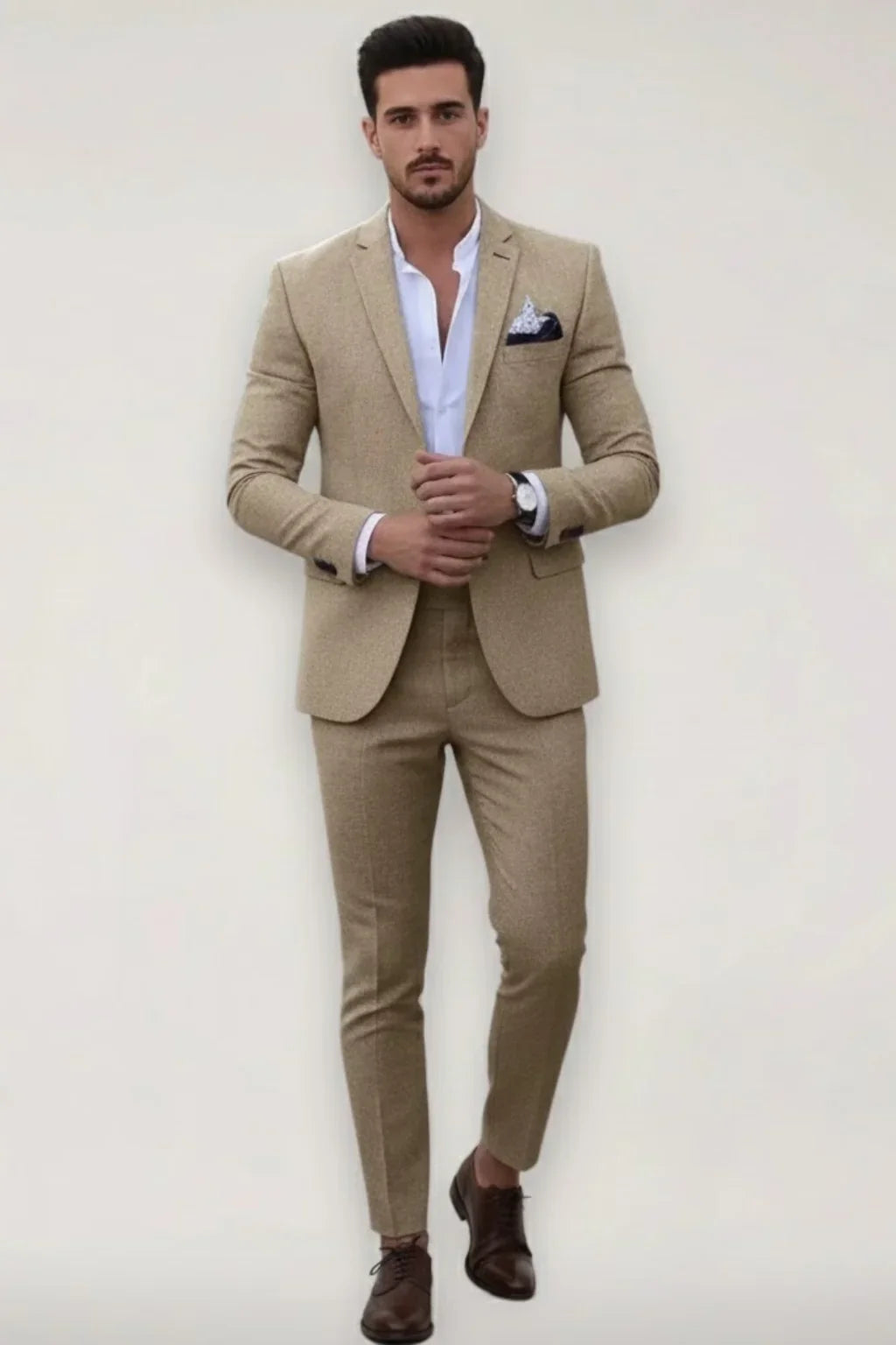 Herren Slim-Fit Zweiteiliger Formeller Anzug für Winter Business und Festliche Anlässe 0