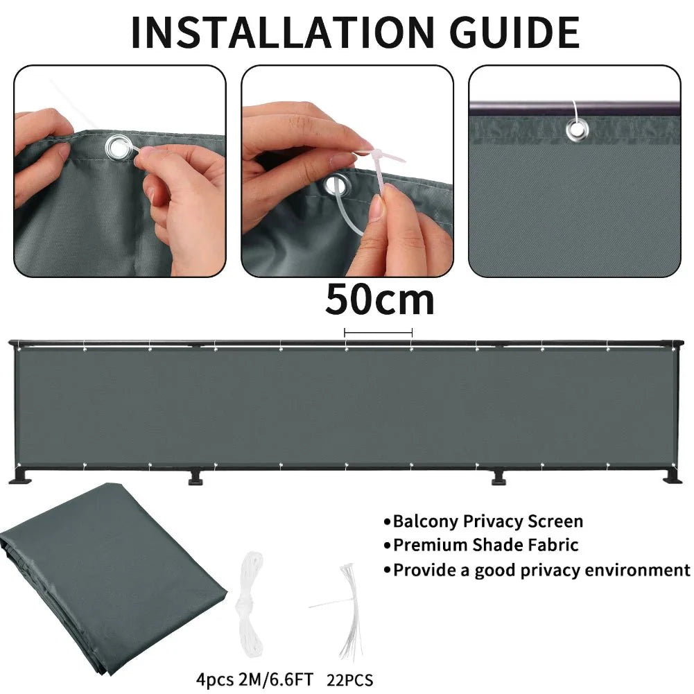 Privacy Screen – Polyester, Protective Design for Balconies or Patios