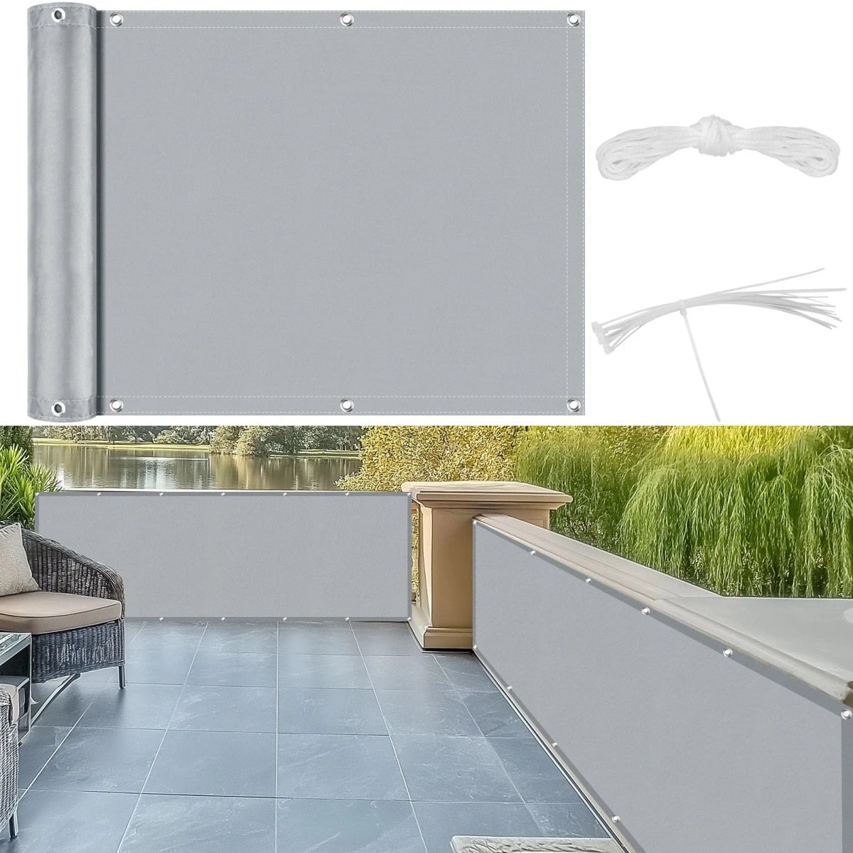 Privacy Screen – Polyester, Protective Design for Balconies or Patios