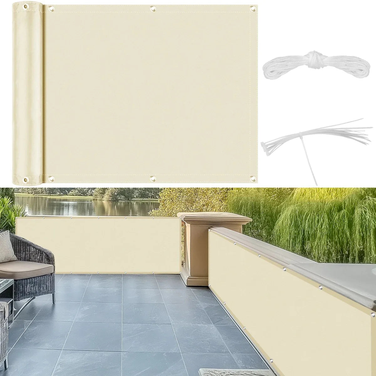 Privacy Screen – Polyester, Protective Design for Balconies or Patios