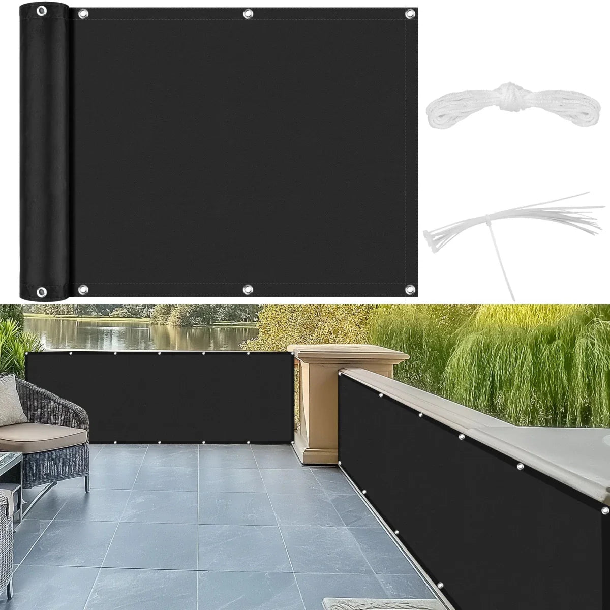 Privacy Screen – Polyester, Protective Design for Balconies or Patios