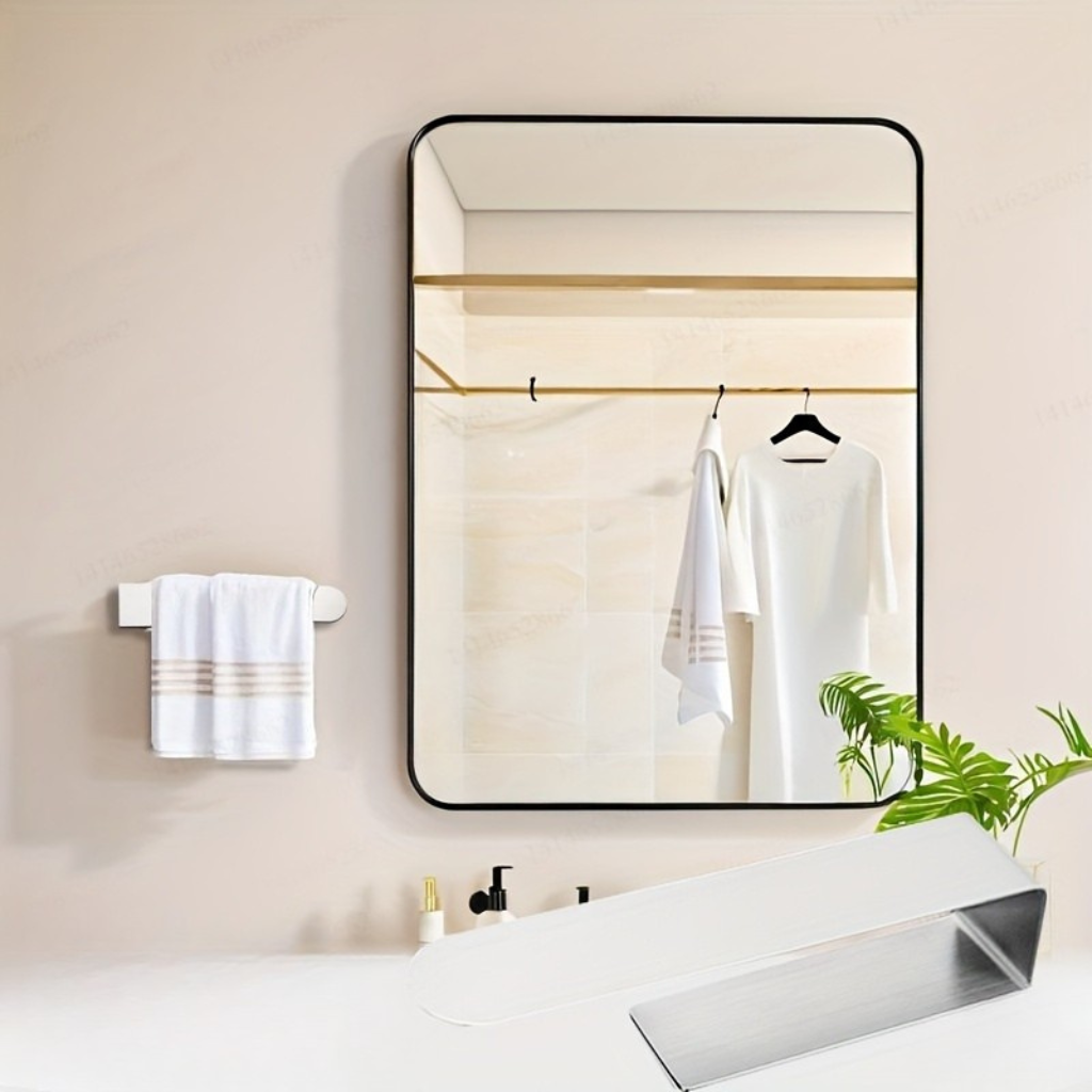 Håndklædeholder i rustfrit stål – minimalistisk design til badeværelse eller køkken, selvklæbende og multifunktionel
