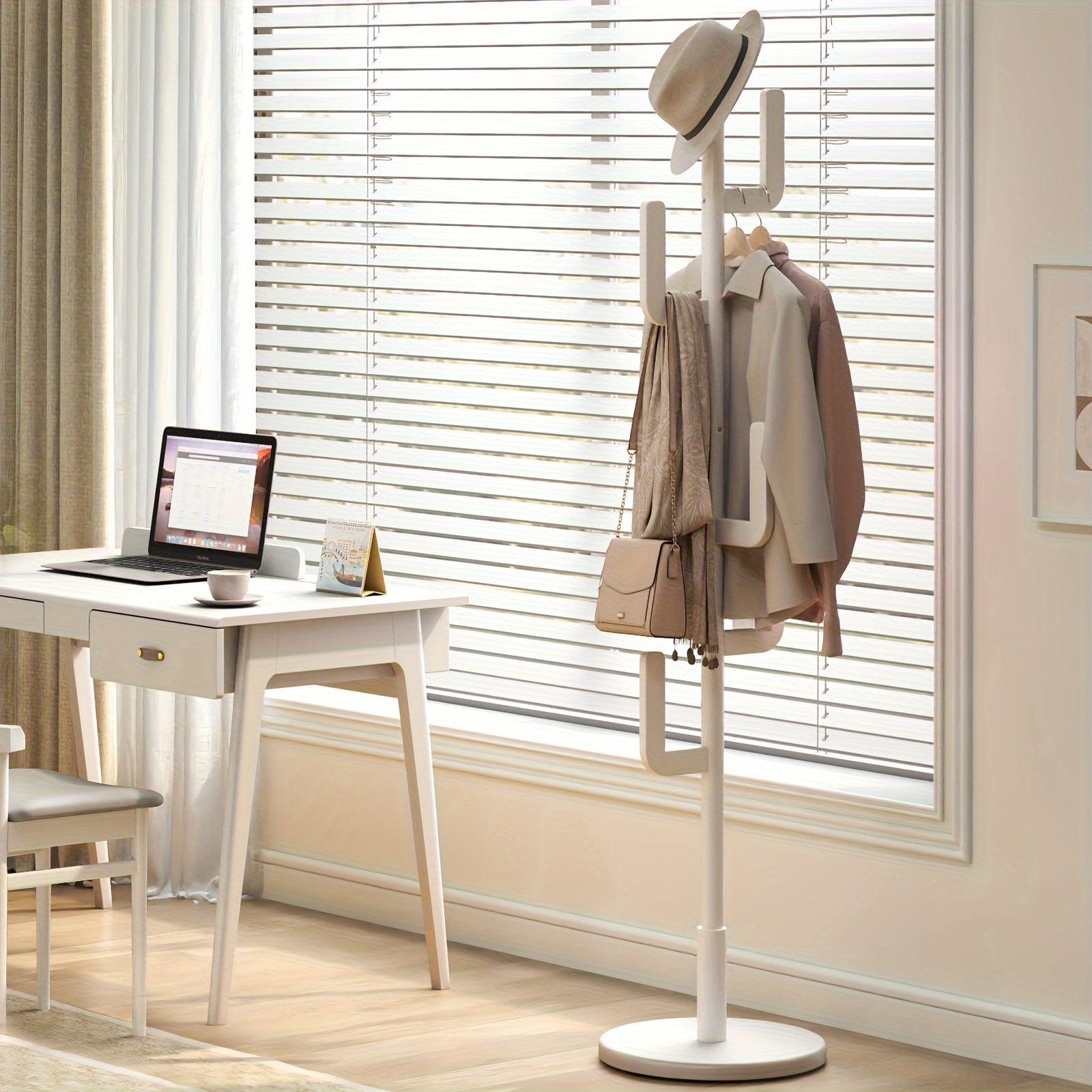 Cactus Clothes Rack – Wood, modern cactus design with adjustable height for hallway or bedroom