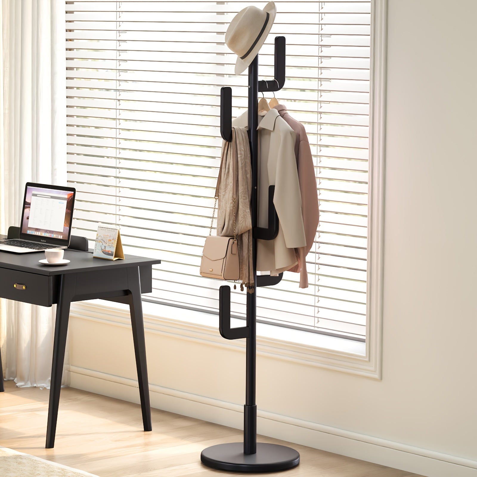 Cactus Clothes Rack – Wood, modern cactus design with adjustable height for hallway or bedroom