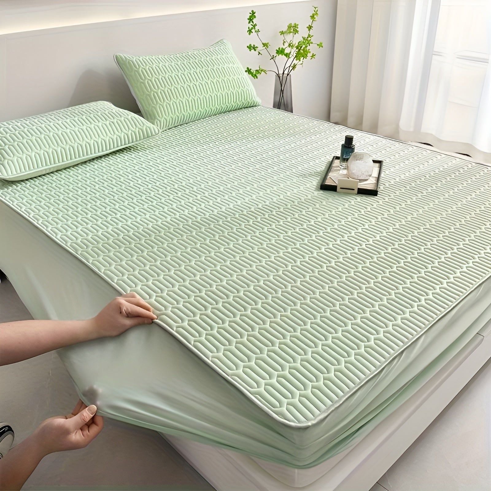 Kølende Latex Madras Sæt – Hvid, Åndbar Enhed for Forfriskende Søvn om Sommeren