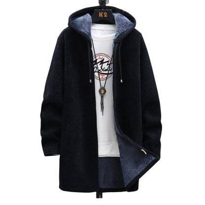 Dames Lange Fleece Jas met Capuchon – Gevoerde Winterjas met Rits, Zachte Voering