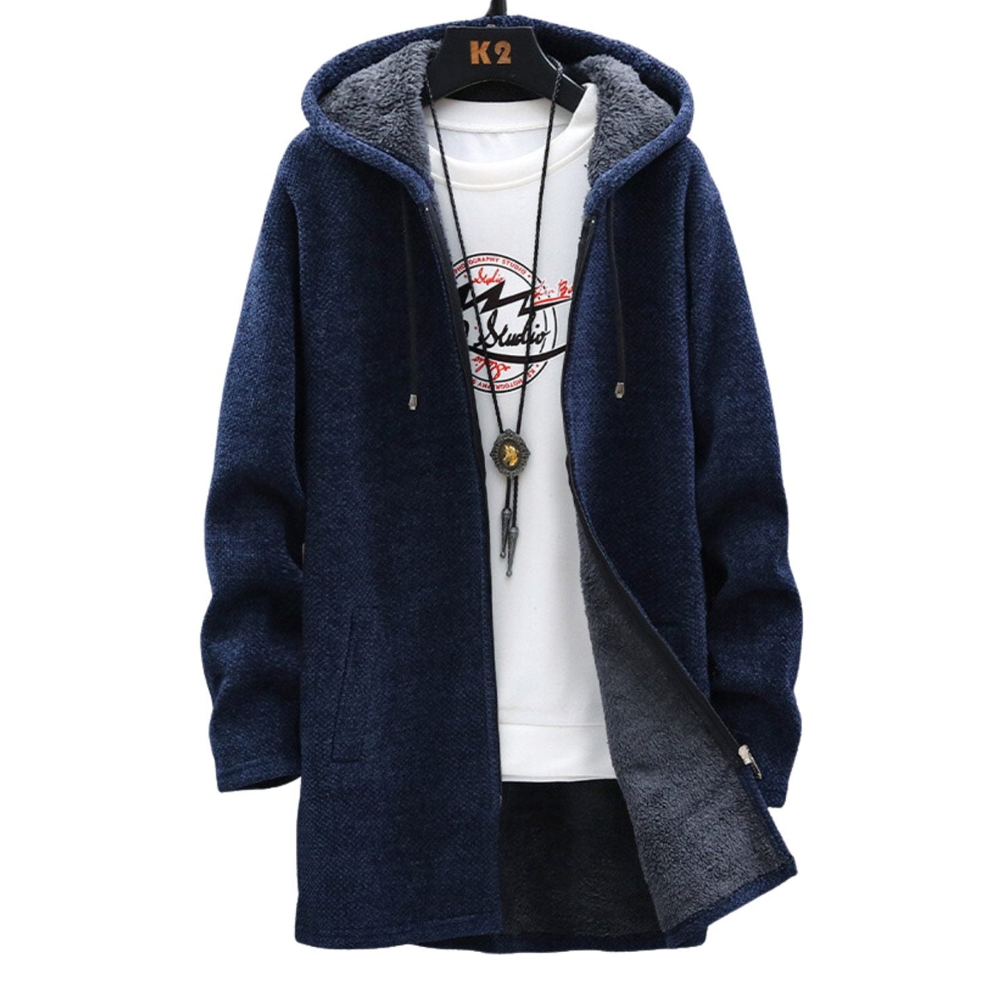 Dames Lange Fleece Jas met Capuchon – Gevoerde Winterjas met Rits, Zachte Voering