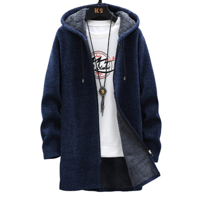 Dames Lange Fleece Jas met Capuchon – Gevoerde Winterjas met Rits, Zachte Voering
