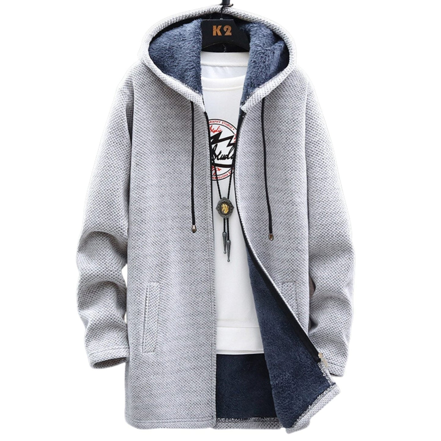Dames Lange Fleece Jas met Capuchon – Gevoerde Winterjas met Rits, Zachte Voering