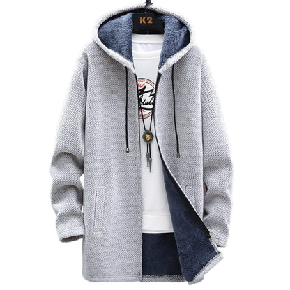 Dames Lange Fleece Jas met Capuchon – Gevoerde Winterjas met Rits, Zachte Voering