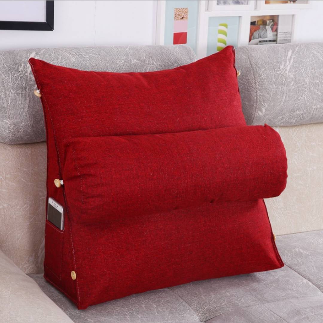 Ergonomic Back Support Pillow – Adjustable, Gray for Sofa or Bed for Comfortable Reading and TV Series