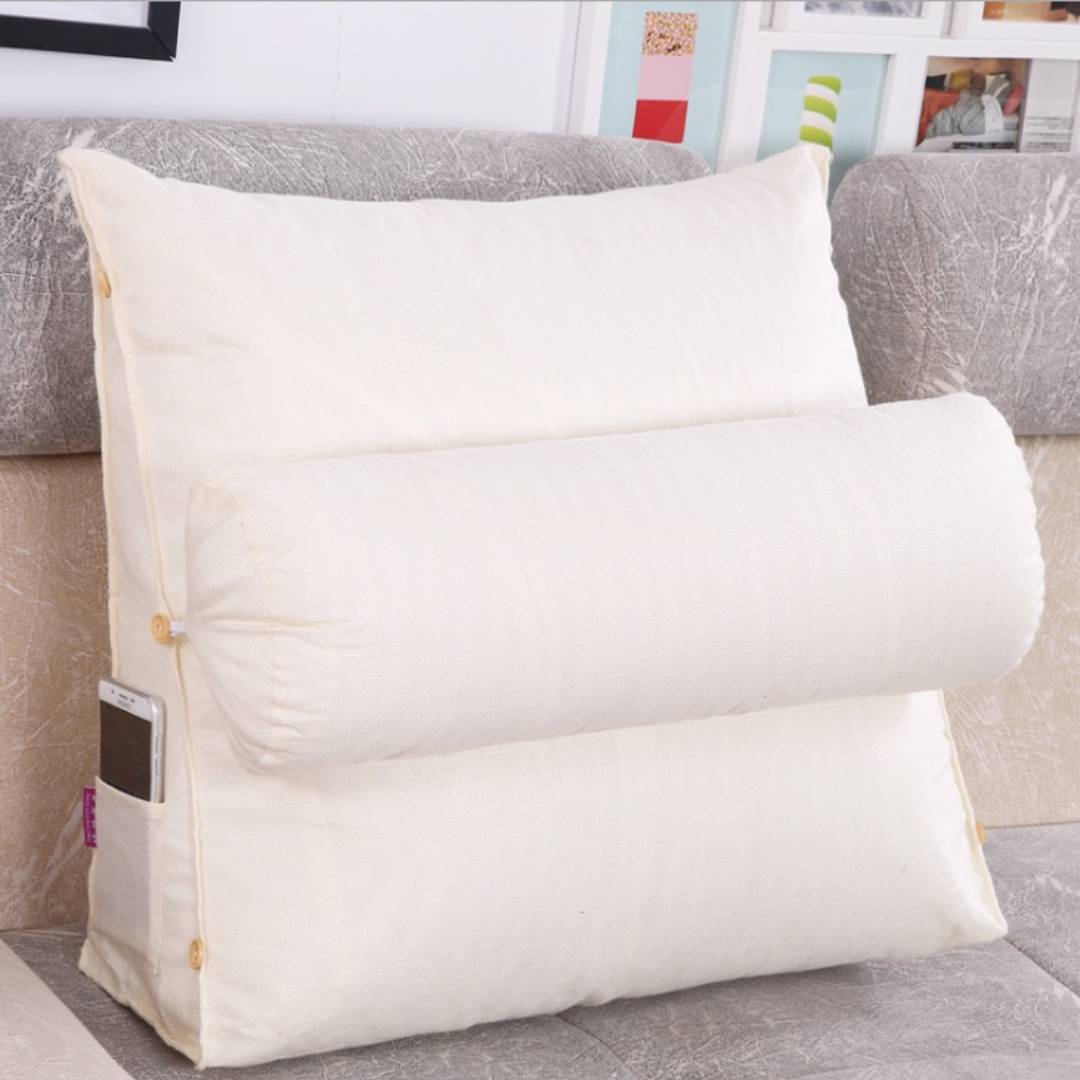 Ergonomic Back Support Pillow – Adjustable, Gray for Sofa or Bed for Comfortable Reading and TV Series