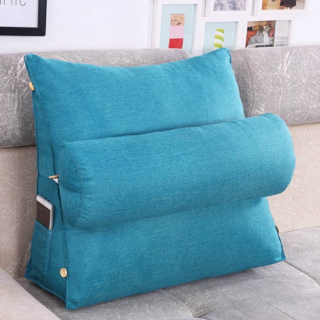 Ergonomic Back Support Pillow – Adjustable, Gray for Sofa or Bed for Comfortable Reading and TV Series