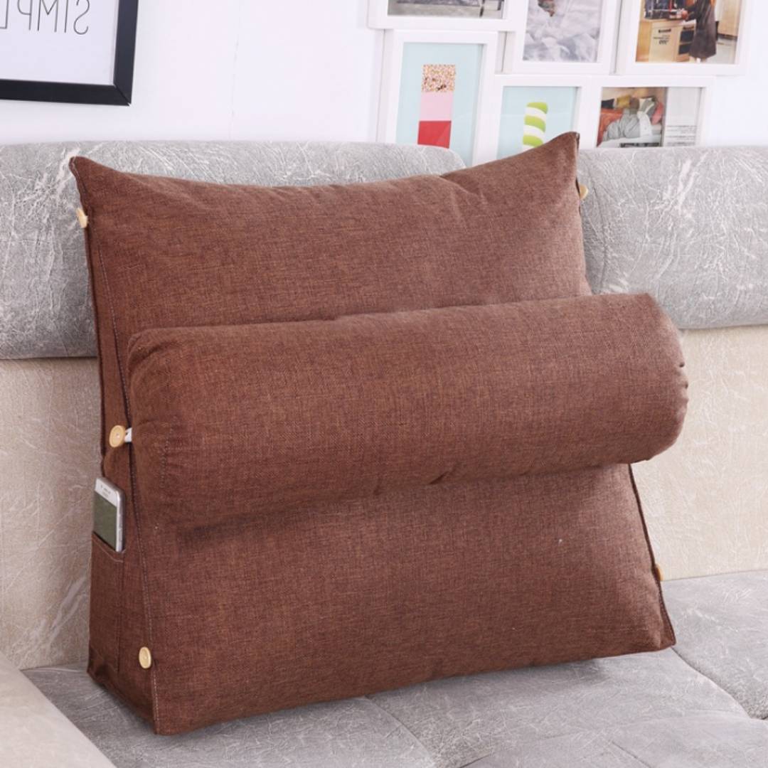 Ergonomic Back Support Pillow – Adjustable, Gray for Sofa or Bed for Comfortable Reading and TV Series