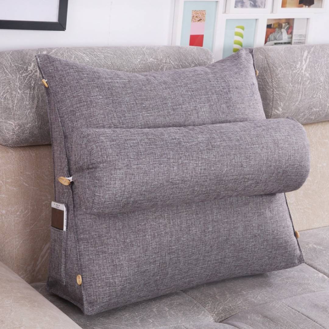 Ergonomic Back Support Pillow – Adjustable, Gray for Sofa or Bed for Comfortable Reading and TV Series