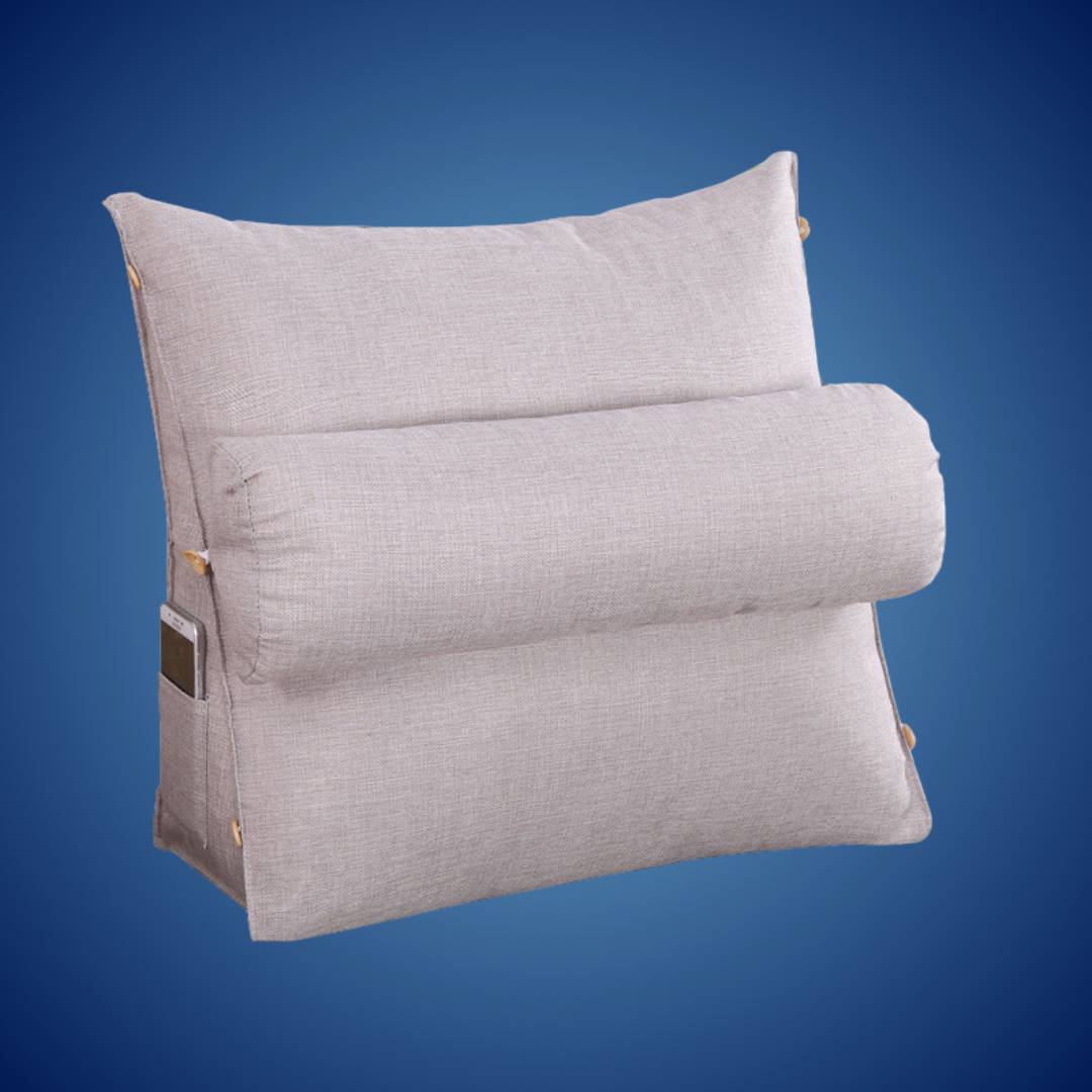 Ergonomic Back Support Pillow – Adjustable, Gray for Sofa or Bed for Comfortable Reading and TV Series