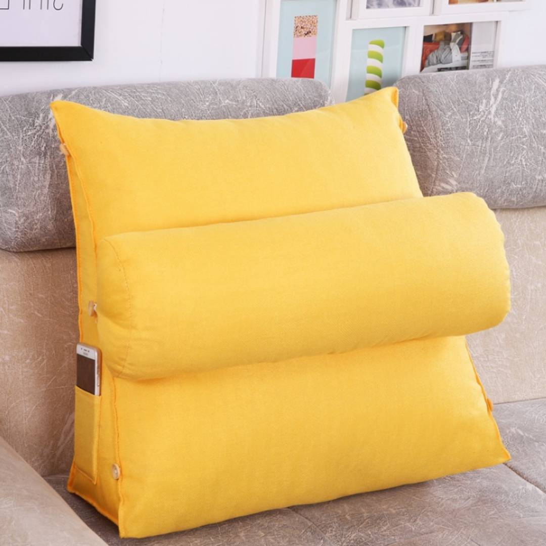 Ergonomic Back Support Pillow – Adjustable, Gray for Sofa or Bed for Comfortable Reading and TV Series