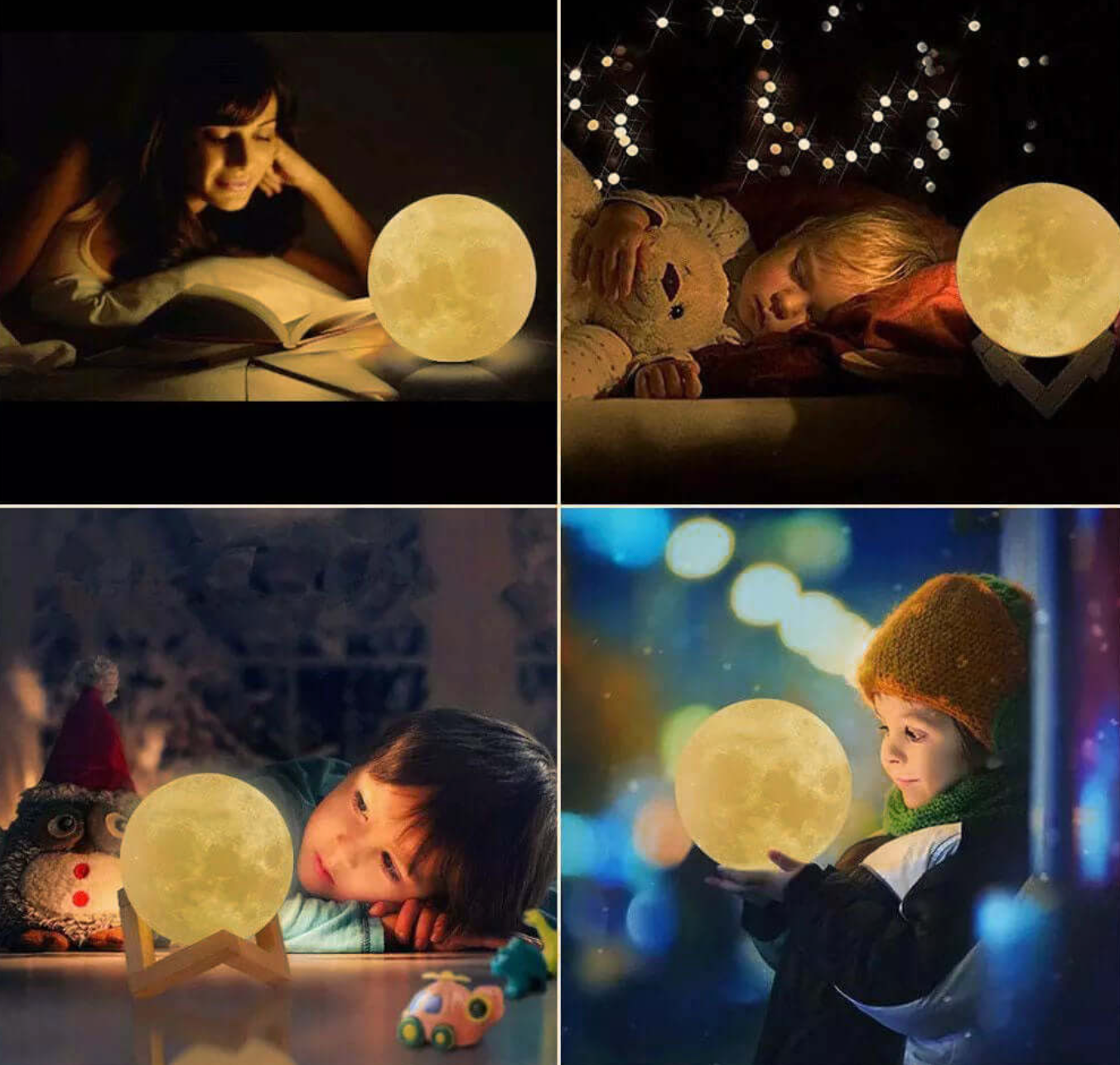 LED Moon Lamp – Wireless, Dimmable with 16 Colors and Wooden Stand for Bedroom or Living Room Decoration