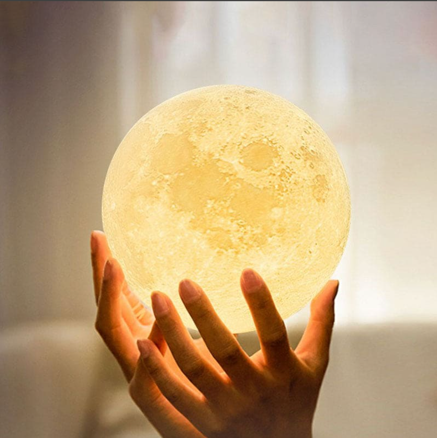 LED Moon Lamp – Wireless, Dimmable with 16 Colors and Wooden Stand for Bedroom or Living Room Decoration