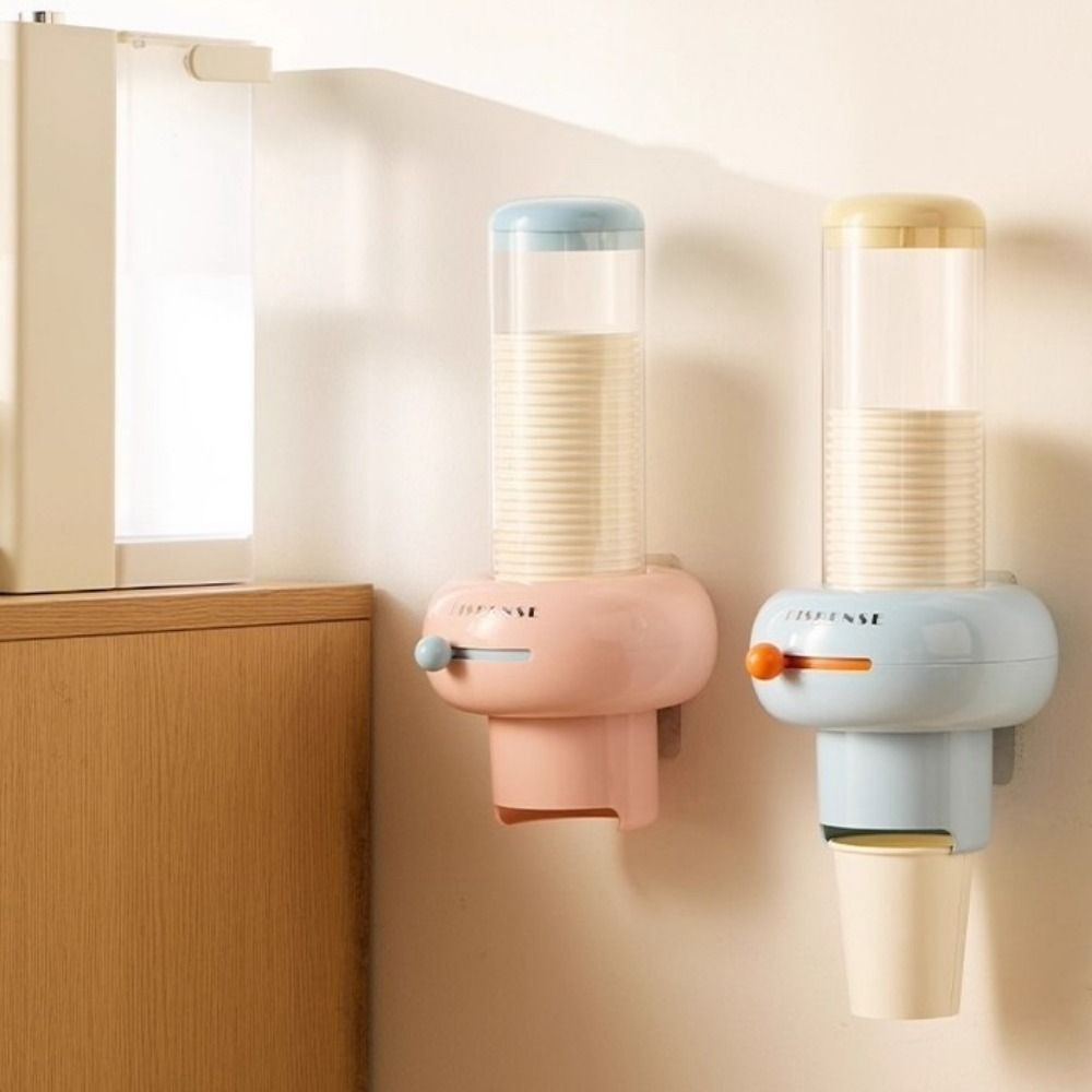 Wall-mounted Becher Dispenser – Compact, White Plastic for Kitchen or Office