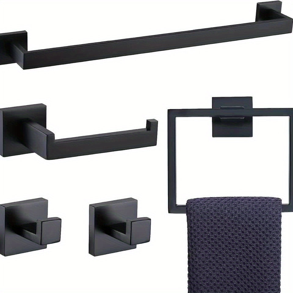 Bathroom set – Matte black stainless steel, modern design for organizing in bathroom or guest toilet