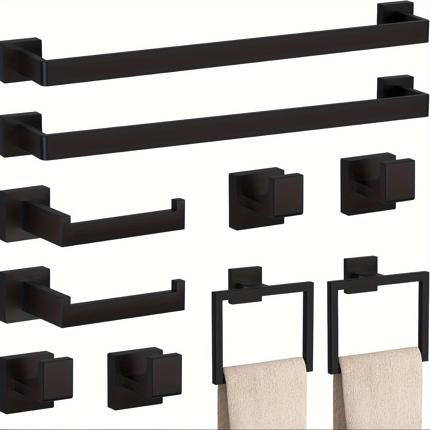 Bathroom set – Matte black stainless steel, modern design for organizing in bathroom or guest toilet