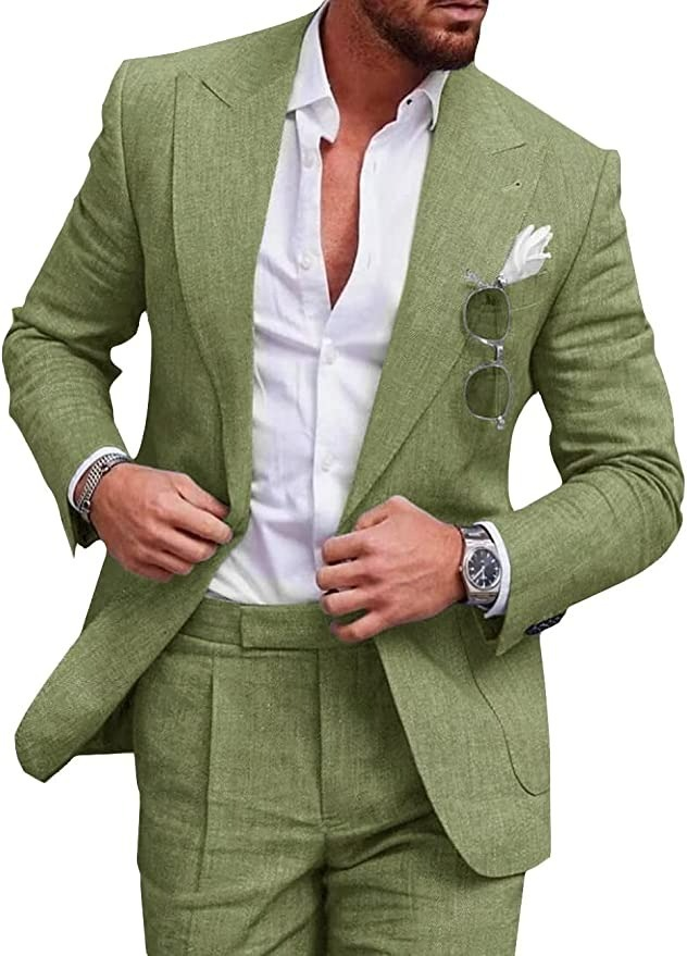 Herre Jakkesæt i Hør Slim Fit – Sommerjakkesæt til Bryllup