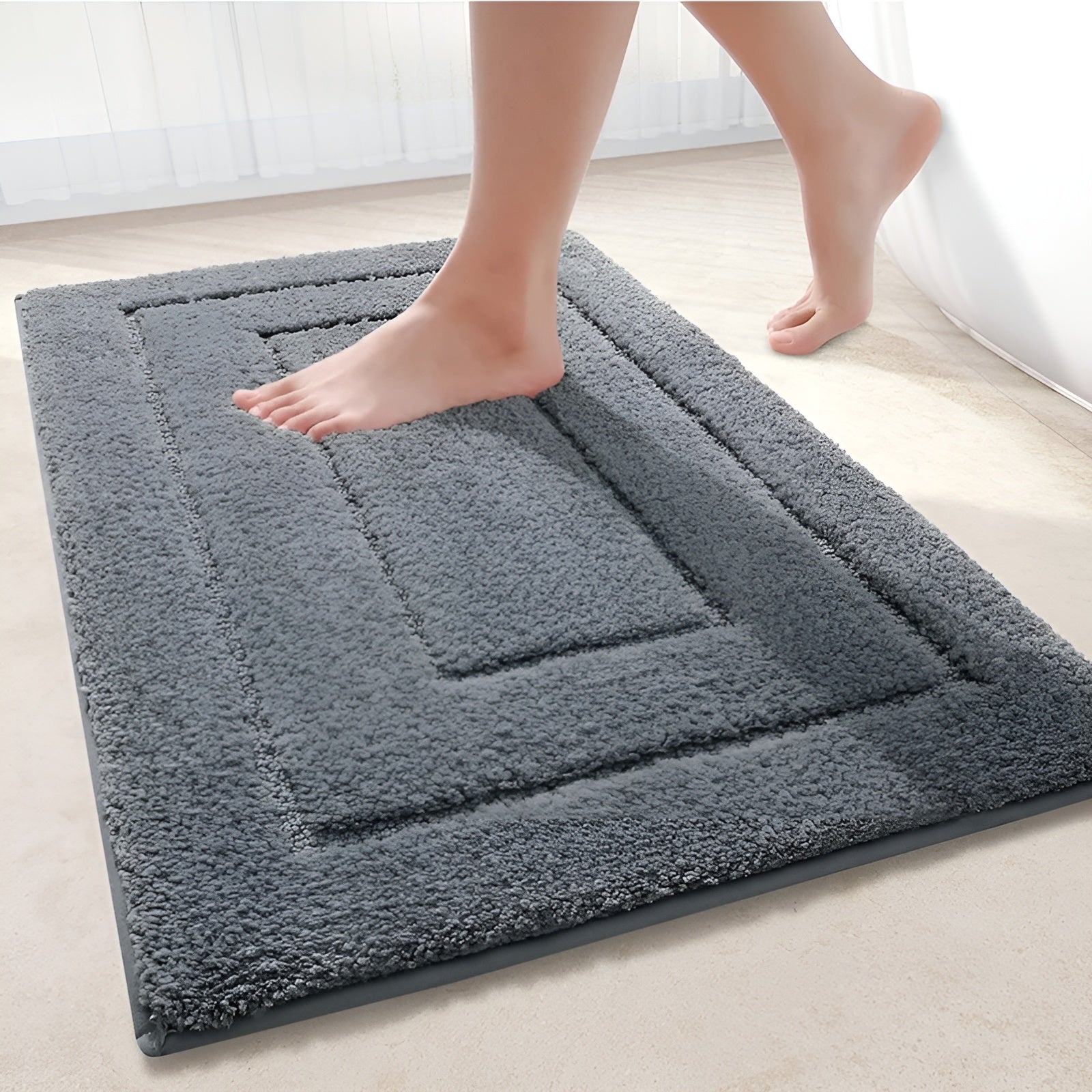 Microfiber Bath Mat – Non-slip, Soft Blue for Bathroom or Shower Cabin
