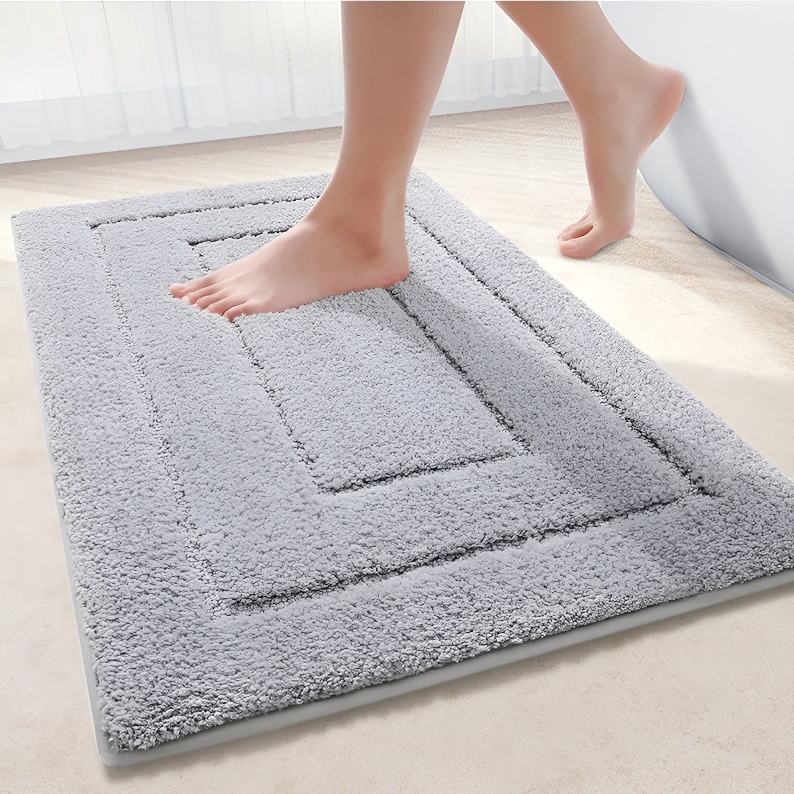 Microfiber Bath Mat – Non-slip, Soft Blue for Bathroom or Shower Cabin