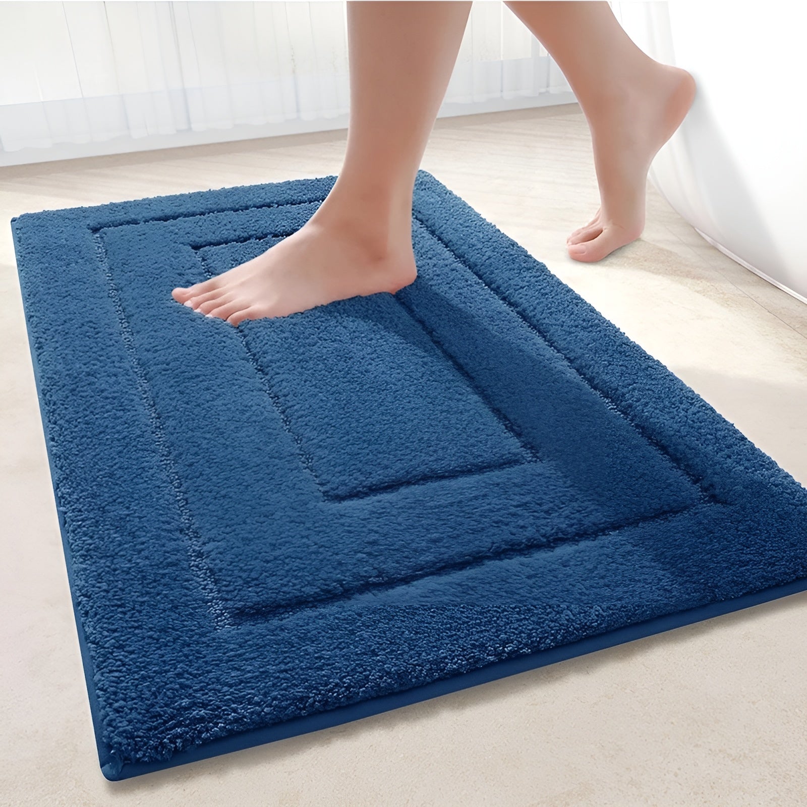 Microfiber Bath Mat – Non-slip, Soft Blue for Bathroom or Shower Cabin