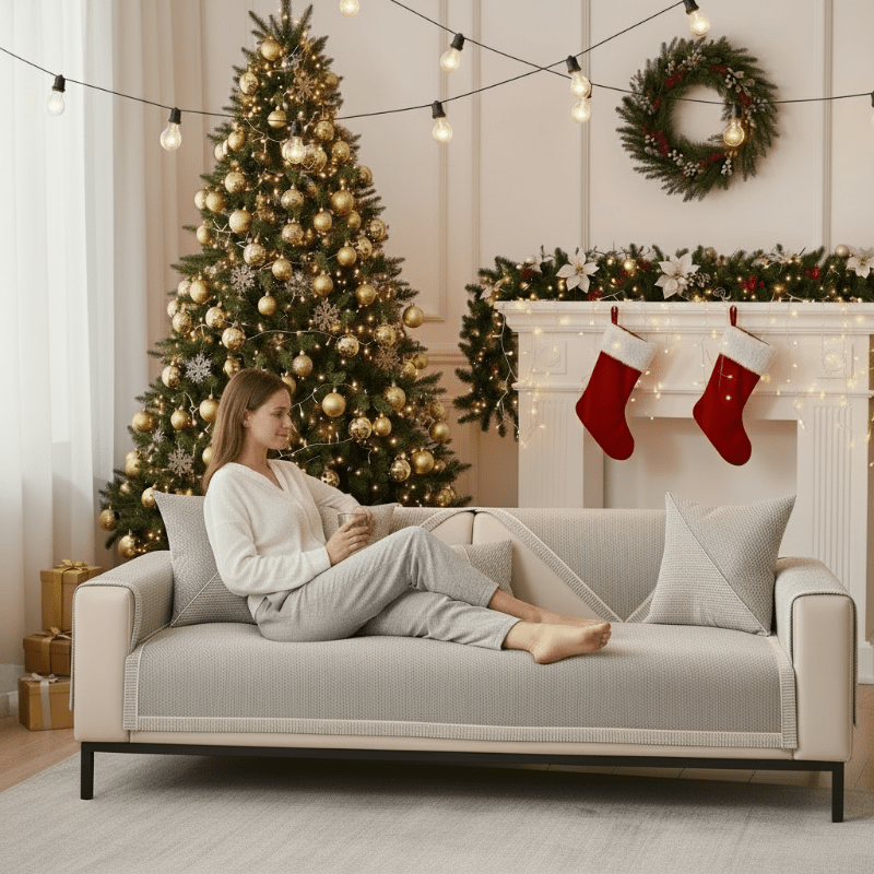 Naturweft - Non-Slip Cotton Linen Sofa Throw Blanket for Year-Round Comfort 2