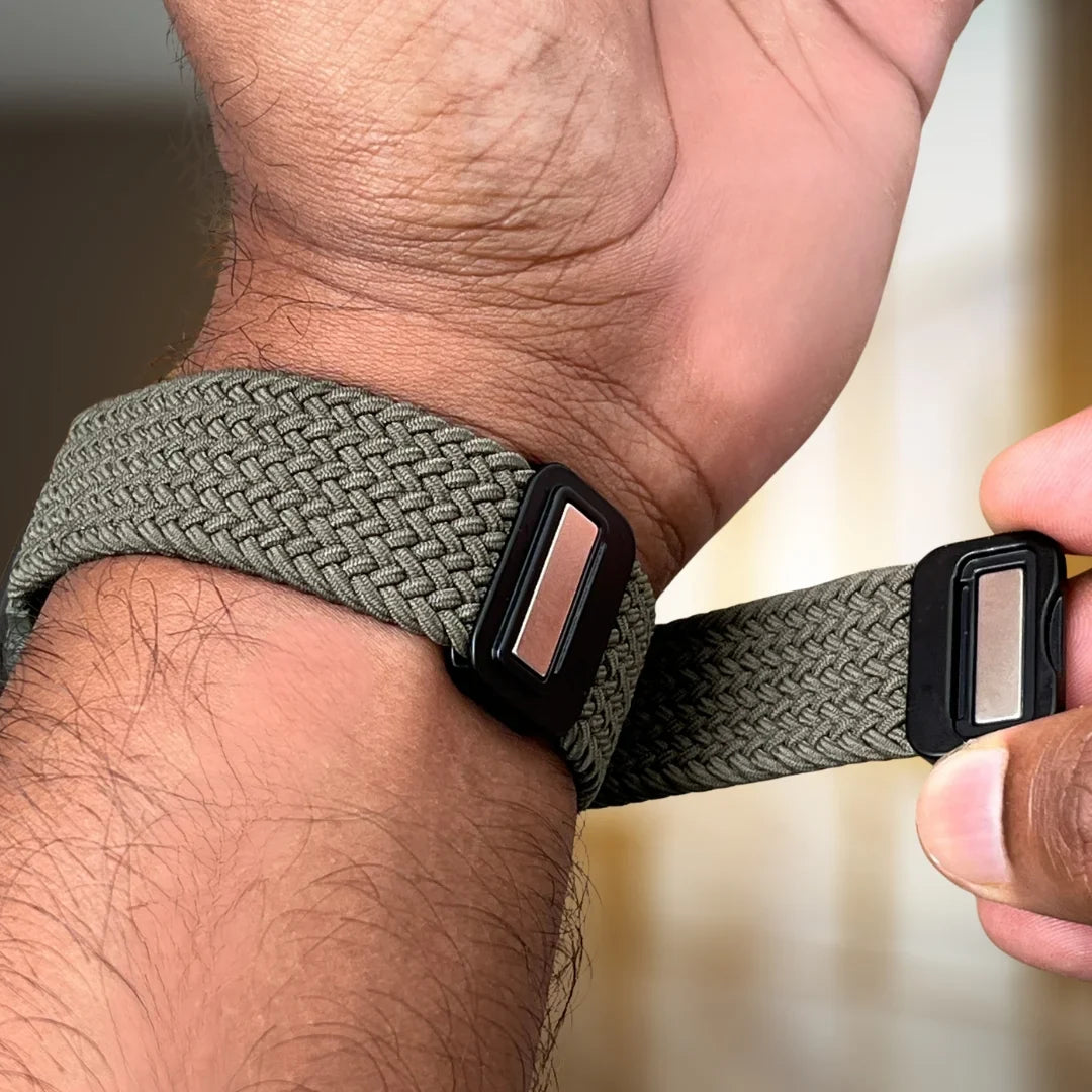 Apple Watch Rem i Vævet Stof – Elastisk med Justerbart Spænde