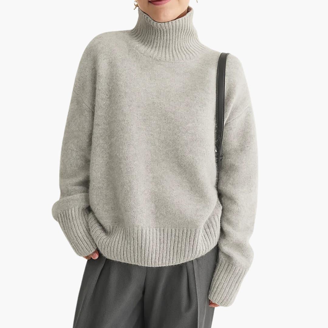 Dame Sweater Oversize Rullekrave – Varm Grov Strik