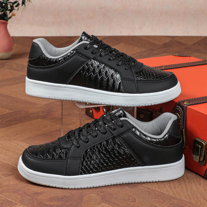 Supple Leather Ladies Sneakers with Textured Accent - Sturdy Sole for Extra Support