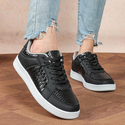Supple Leather Ladies Sneakers with Textured Accent - Sturdy Sole for Extra Support