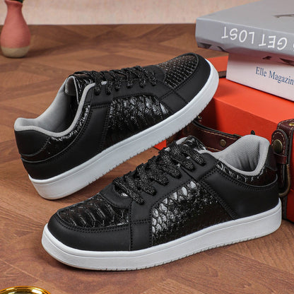 Supple Leather Ladies Sneakers with Textured Accent - Sturdy Sole for Extra Support