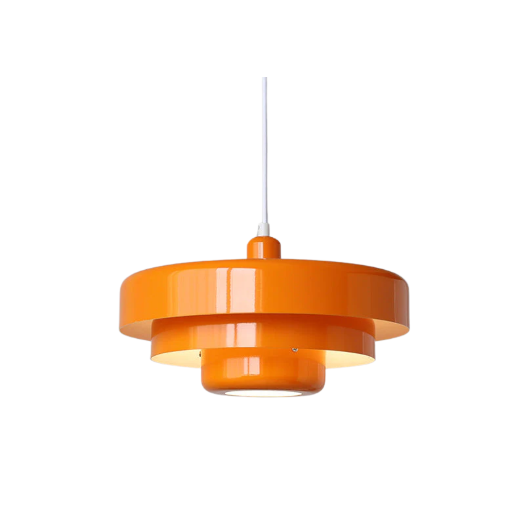 Lagdelt pendellampe – Moderne metal lampe i grøn, orange eller hvid til spisebord eller stue.