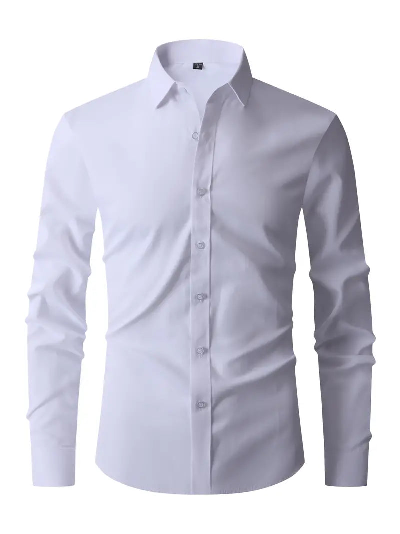 Herreskjorte Slim Fit med Lange Ærmer - Klassisk Krave