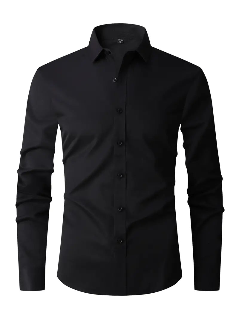Herreskjorte Slim Fit med Lange Ærmer - Klassisk Krave