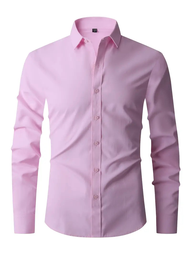Herreskjorte Slim Fit med Lange Ærmer - Klassisk Krave