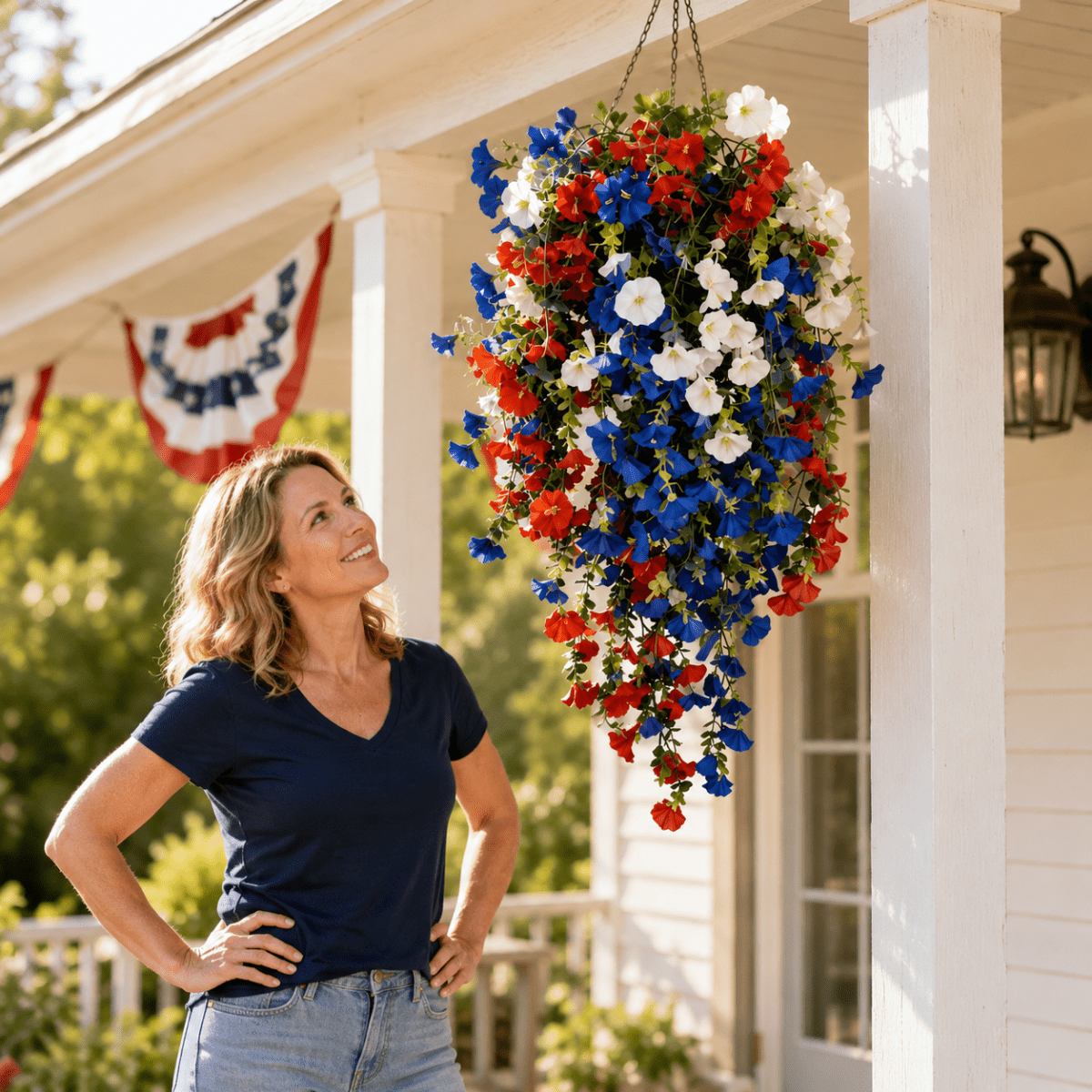 Decorative Flower Basket – With Built-In LED Lighting for the Garden, Patio, or Balcony