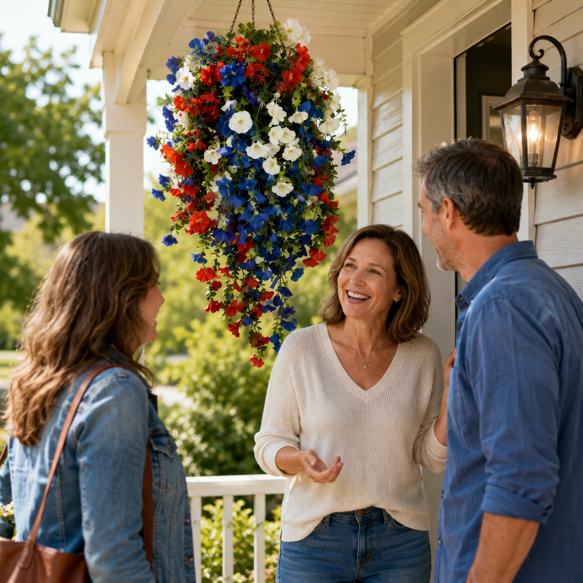 Decorative Flower Basket – With Built-In LED Lighting for the Garden, Patio, or Balcony