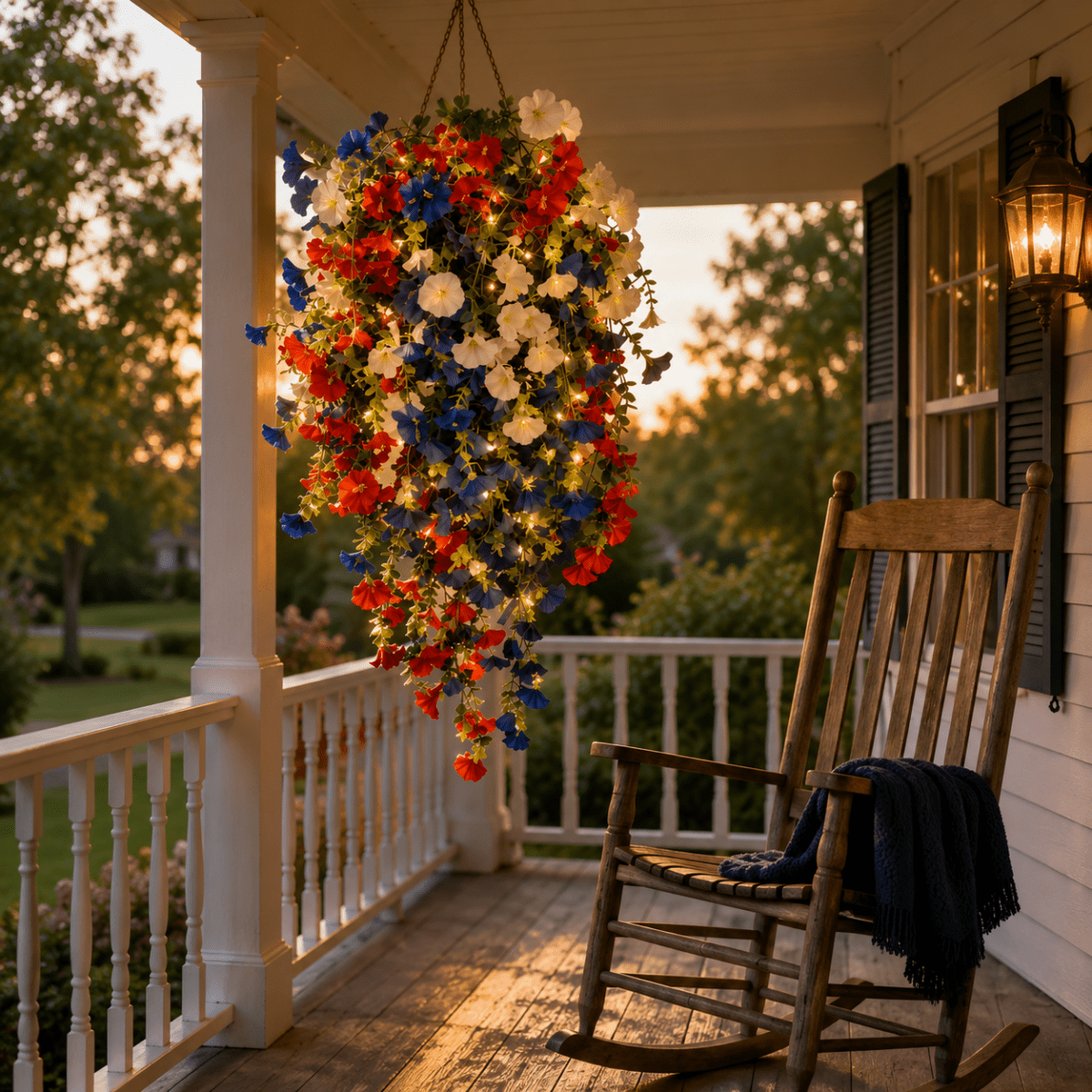 Decorative Flower Basket – With Built-In LED Lighting for the Garden, Patio, or Balcony
