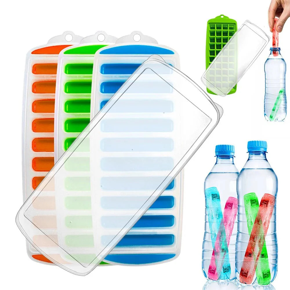 Silicone Ice Cube Tray – Pop-Out Design for Water Bottles and Narrow Drinking Cups