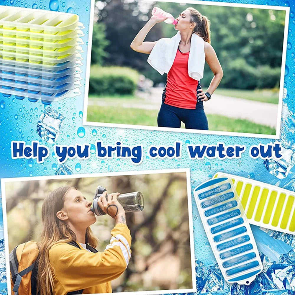 Silicone Ice Cube Tray – Pop-Out Design for Water Bottles and Narrow Drinking Cups