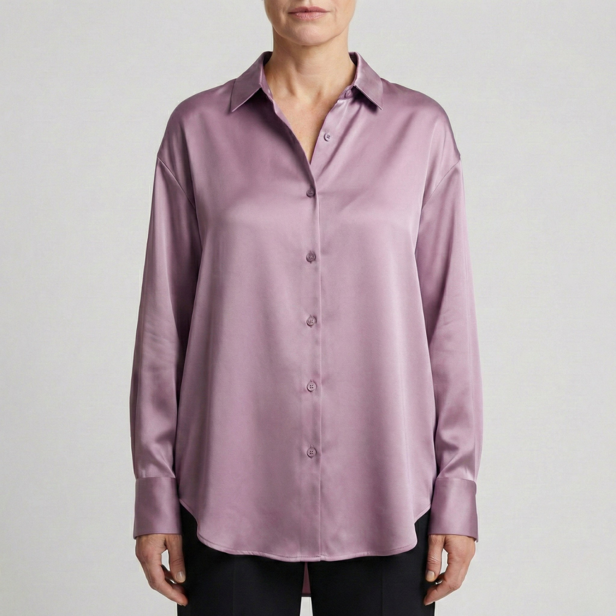 dames relaxed fit glanzende blouse in lichtpaars