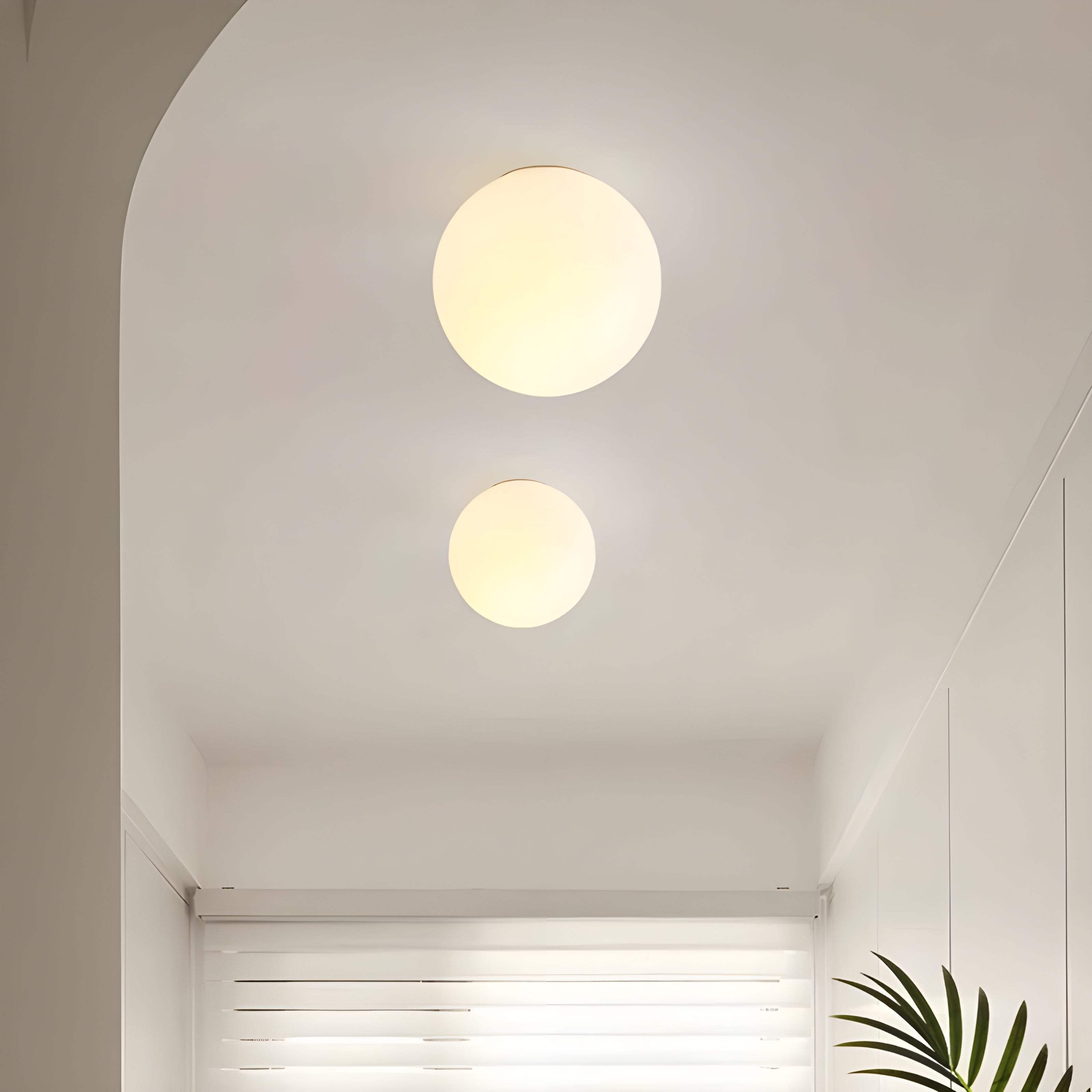Væglampe Frostet Glas Rund Globe - Moderne Metalbase