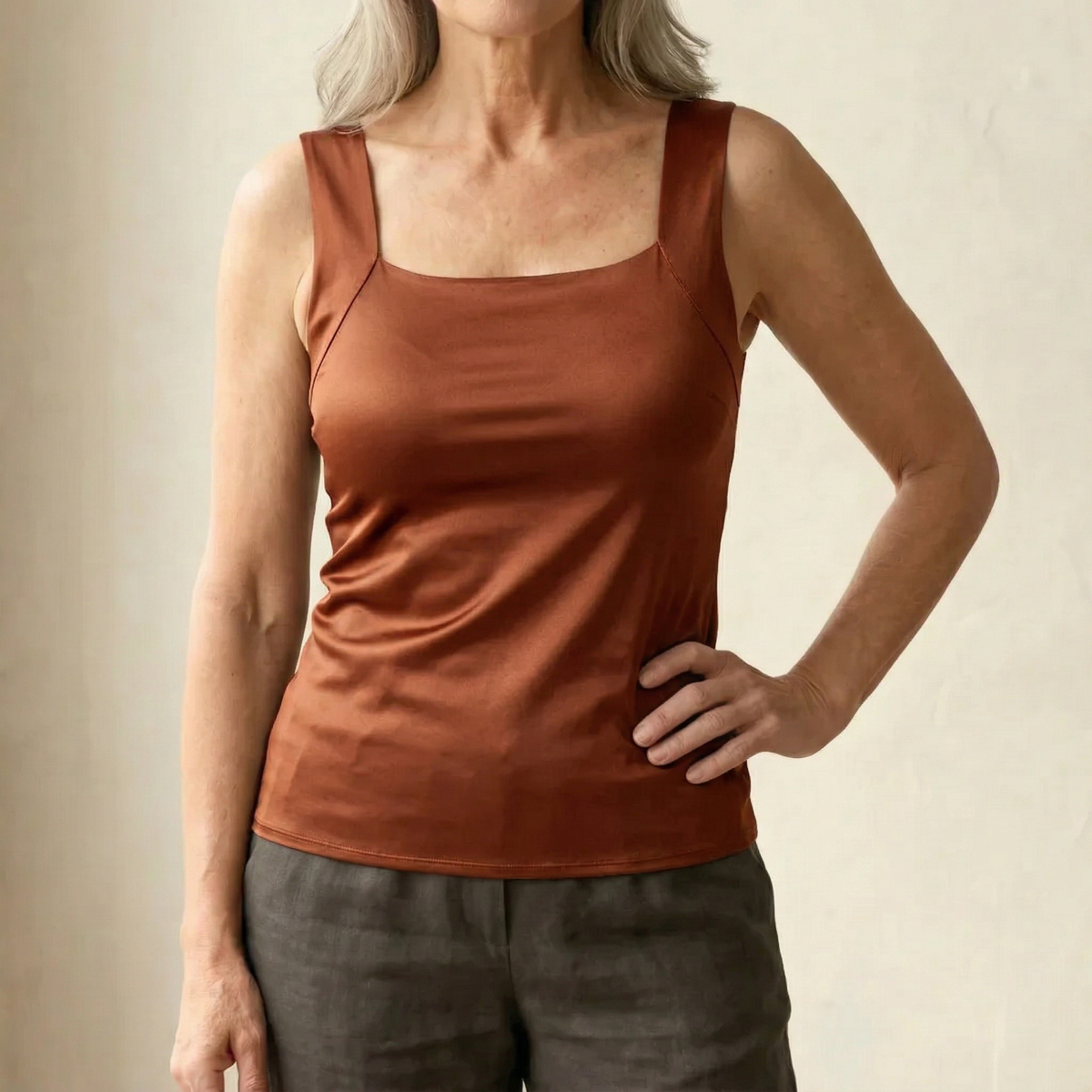 Dame Tanktop med Indbygget Bh - Blødt Jersey